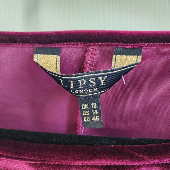 Lipsy London Plum Velvet Dress with a slouchy neck and Dolmam Sleeves sz 14 NWT - Picture 3 of 10